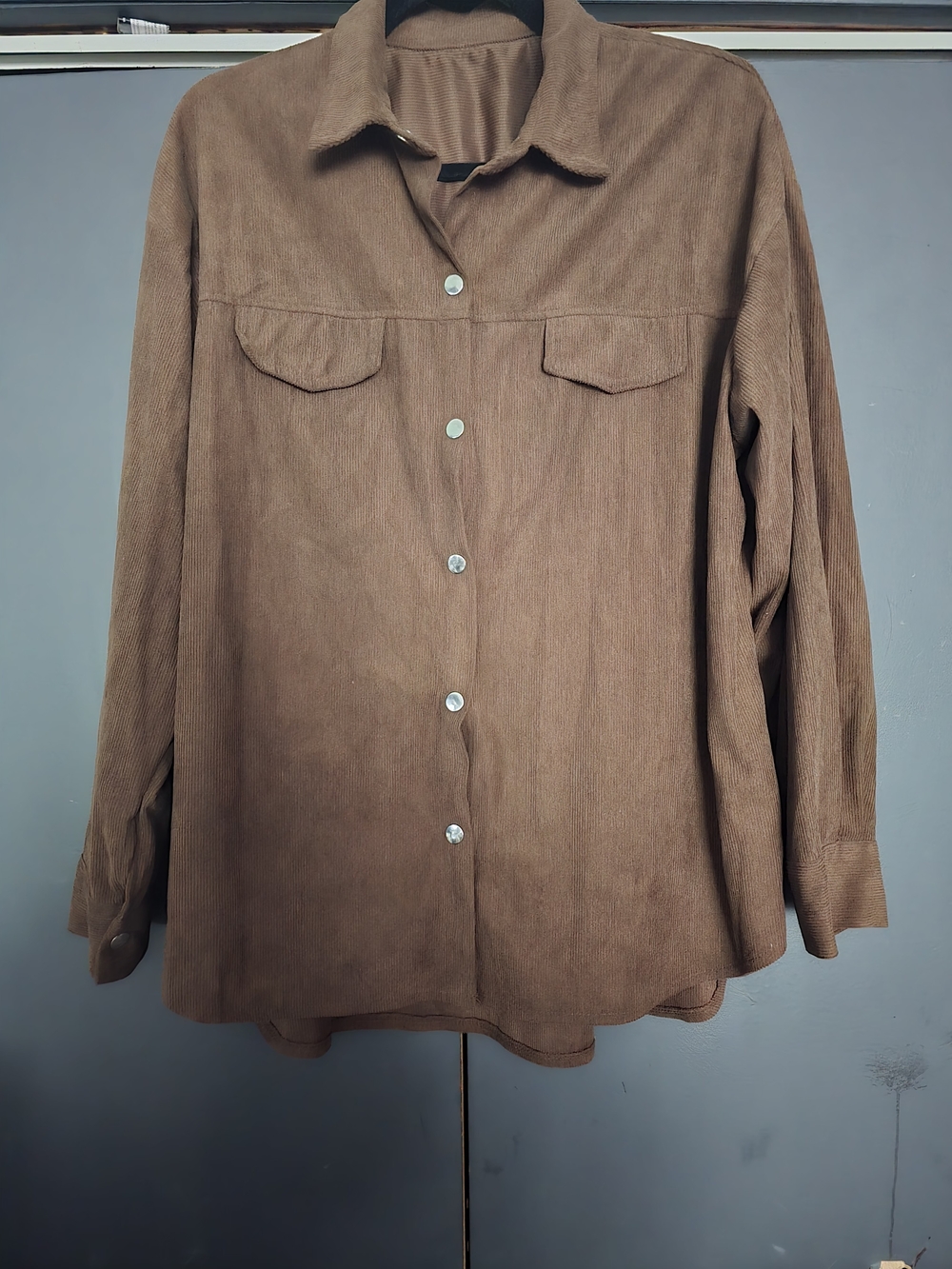 Brown Button-Down Corduroy Shirt